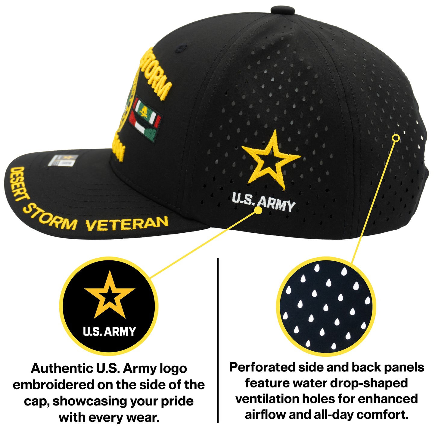 U.S. ARMY CAP, PERFORATED DESERT STORM VETERAN