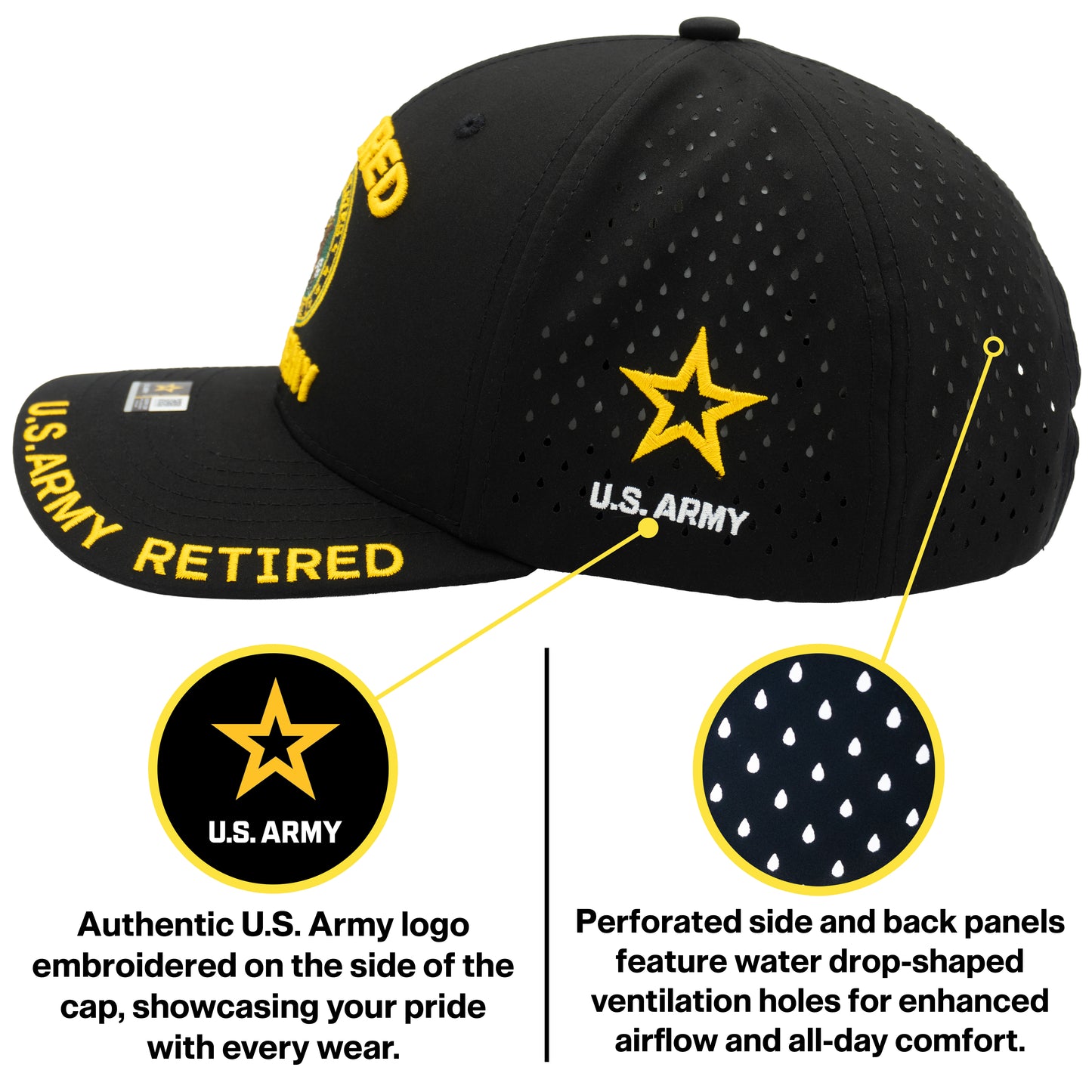 U.S. ARMY CAP, PERFORATED RETIRED ARMY