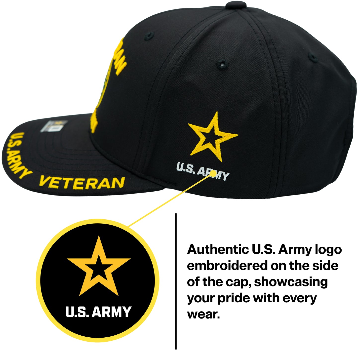 U.S. ARMY CAP, VETERAN SEAL , BLACK