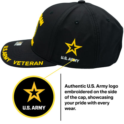 U.S. ARMY CAP, VETERAN SEAL , BLACK
